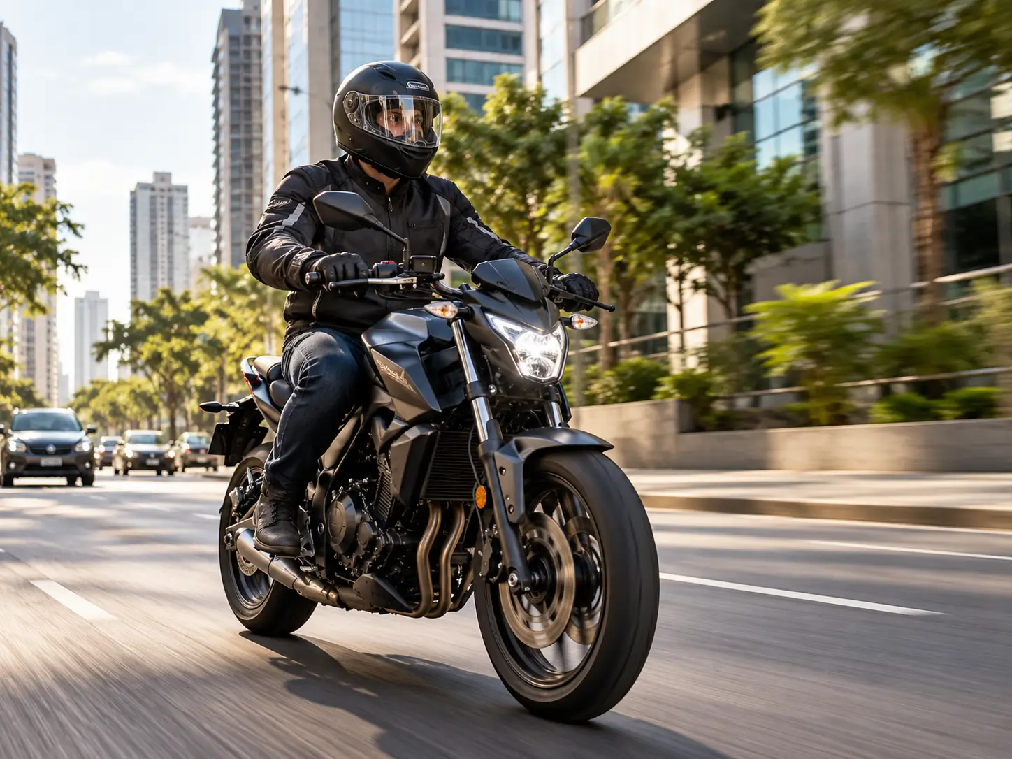 Seguro de moto da Clareza Seguros: motociclista em via urbana