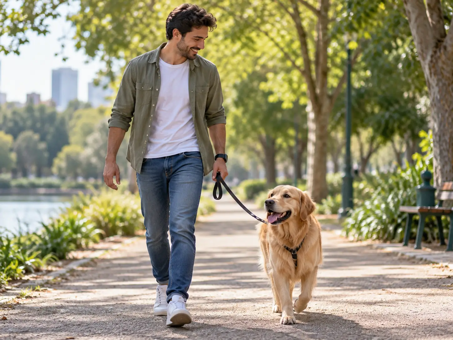 Tutor passeando com cachorro na coleira e responsabilidade civil do tutor