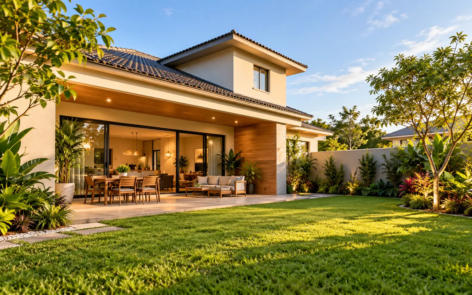 Casa com quintal protegida por seguro residencial